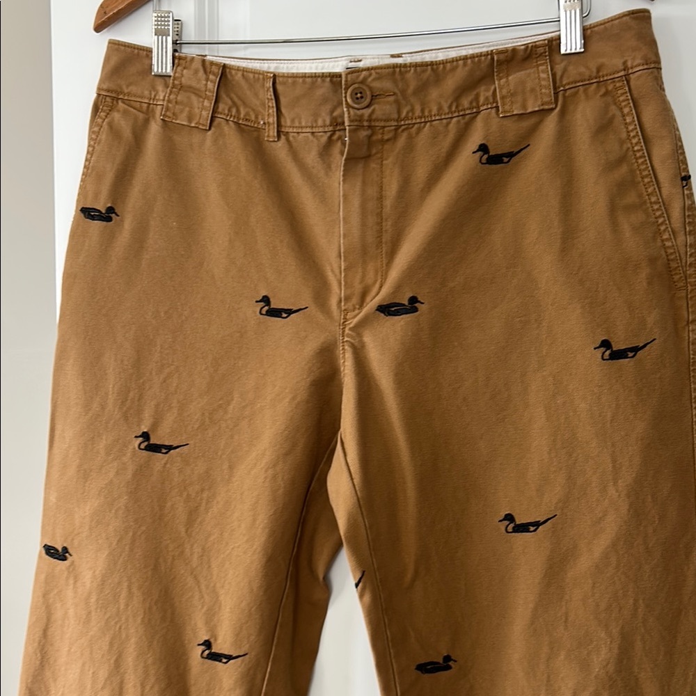 L.L. Bean Cognac Brown Chinos Pants w Ducks Embroidery Size 35 34 RARE FIND! - Picture 4 of 13